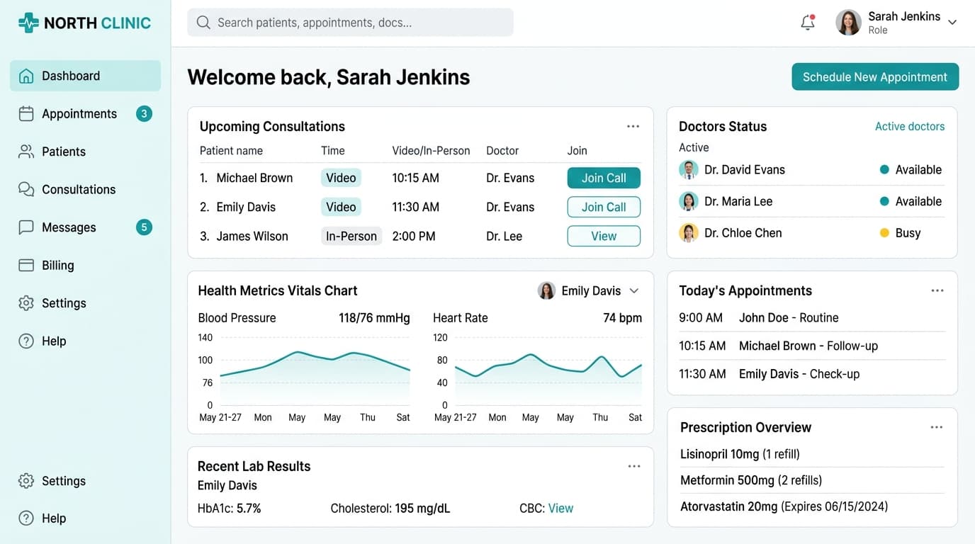North Clinic real design screenshot